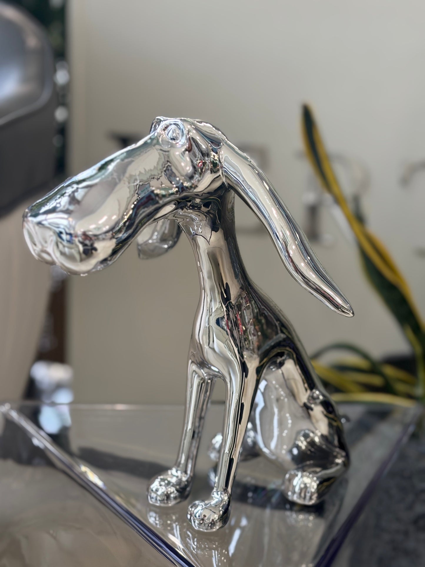 Silver Dog Statue