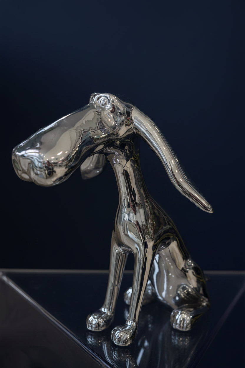 Silver Dog Statue