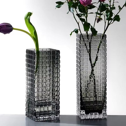 Luxury clear : amber/grey/transparent flower vase set of 2