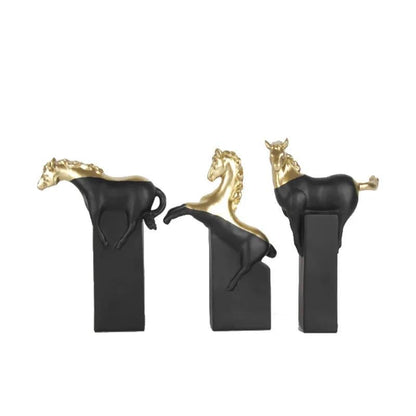 Resin black and Gold Horses