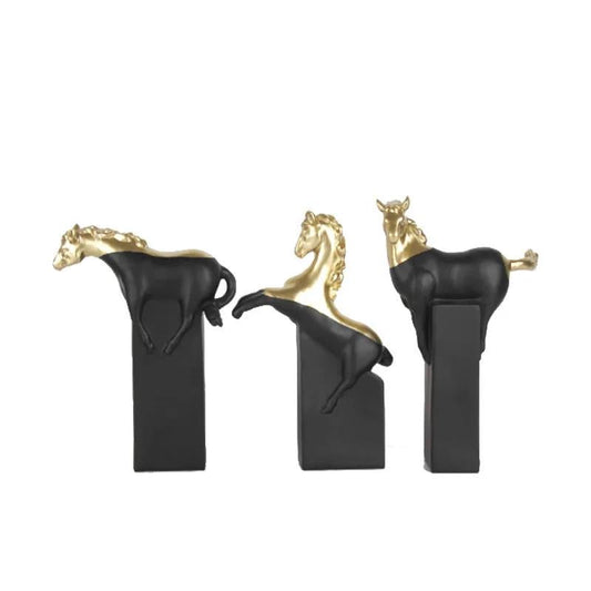 Resin black and Gold Horses
