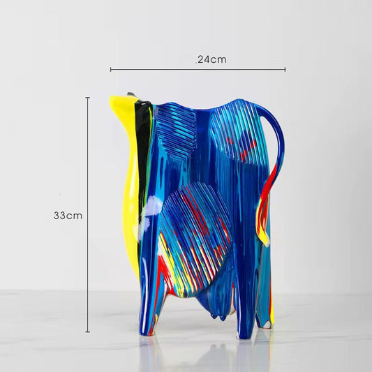 Abstract Hand Painting Decoration Solid Resin Cow