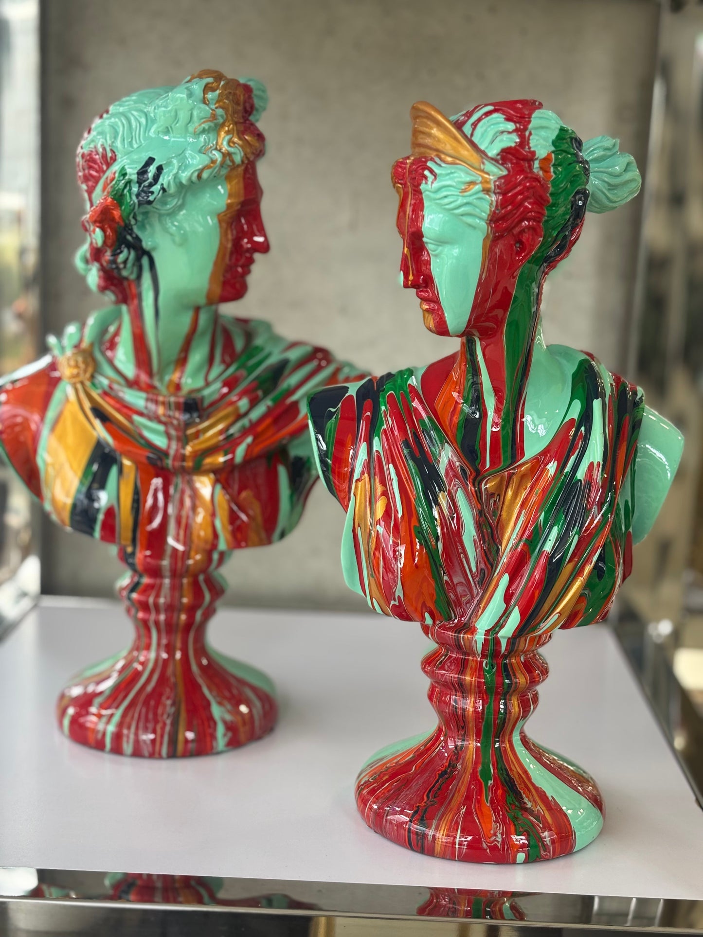 Romanian Resin Statues set of 2