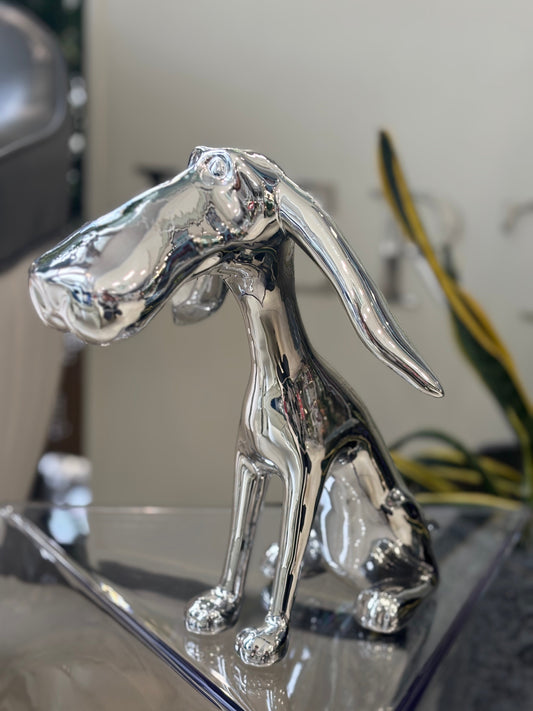 Silver Dog Statue
