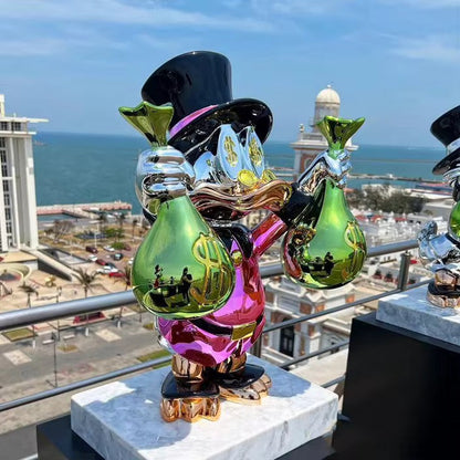Famous Cartoon Art Sculpture Electroplating Rich Donald Duck