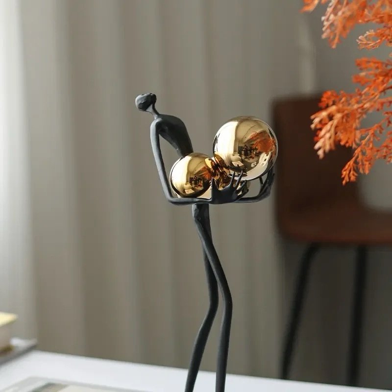 Holding Ball Figure Sculpture Design Decor New Creative Home Office Accessories