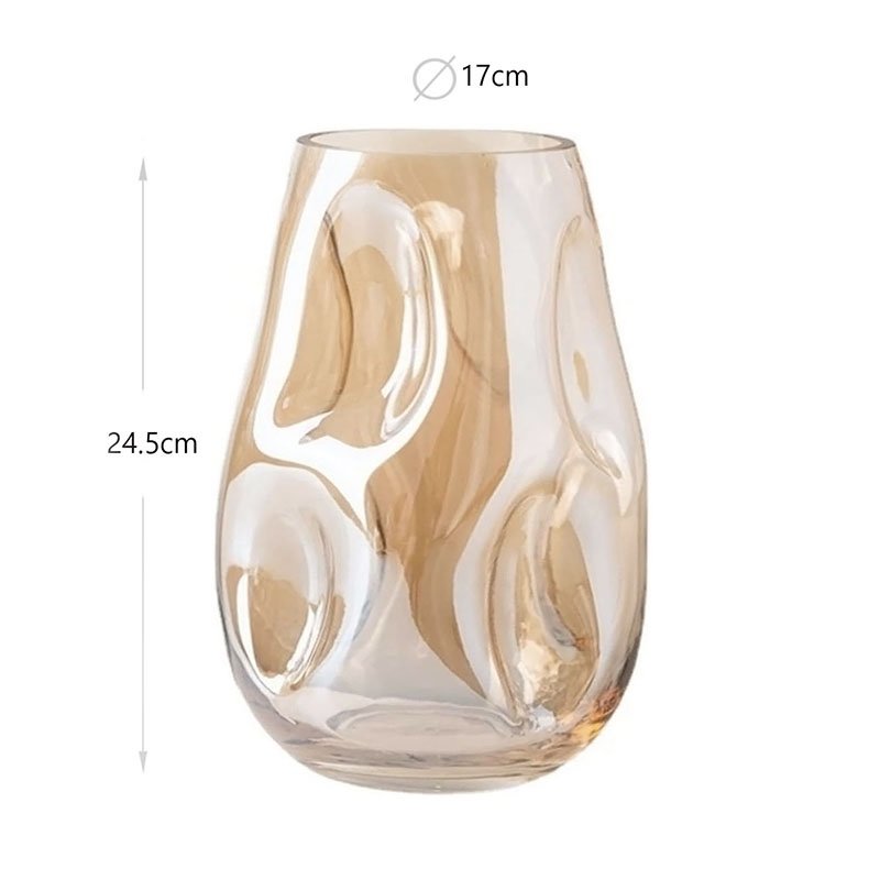 26 CM, Irregular Shape Glass Vase for Living Room, Office, Porch, Desktop