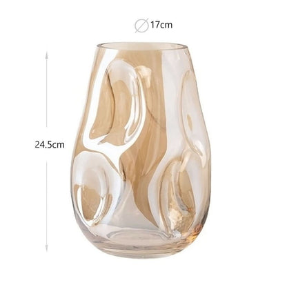 26 CM, Irregular Shape Glass Vase for Living Room, Office, Porch, Desktop