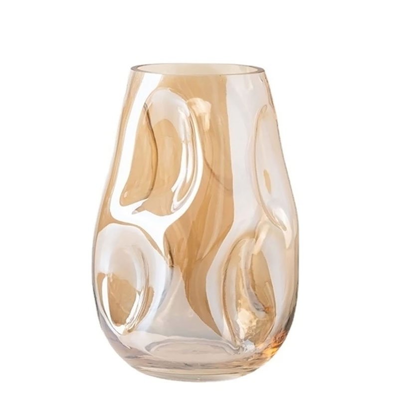 26 CM, Irregular Shape Glass Vase for Living Room, Office, Porch, Desktop