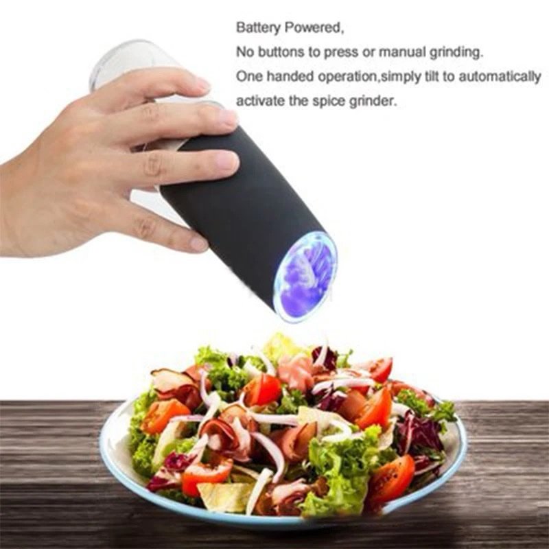 Gravity Electric Salt and Pepper Grinder Set Automatic Pepper and Salt Mill Grinder Battery-Operated with Adjustable Coarseness