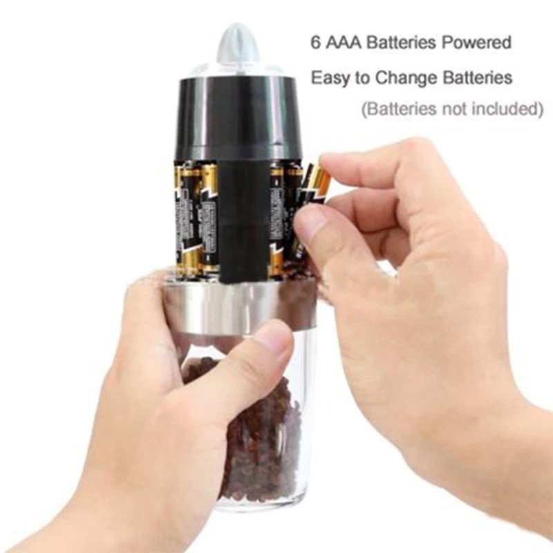 Gravity Electric Salt and Pepper Grinder Set Automatic Pepper and Salt Mill Grinder Battery-Operated with Adjustable Coarseness