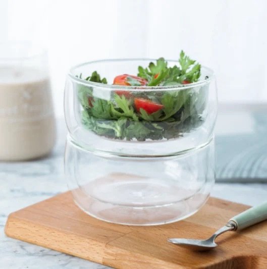 Glass bowl dessert bowl transparent heat insulation set of 6