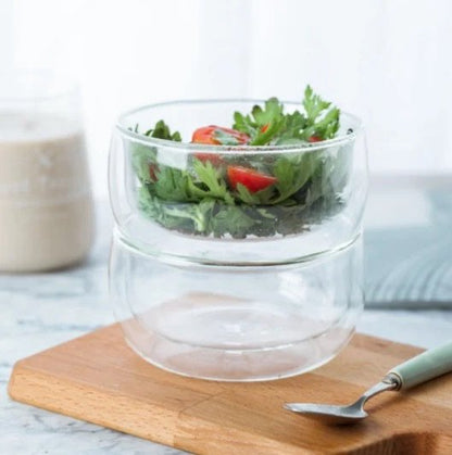 Glass bowl dessert bowl transparent heat insulation set of 6