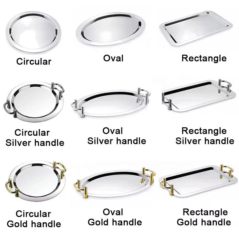 Stainless Tray with handle (Gold/Silver)