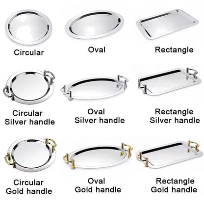 Stainless Tray with handle (Gold/Silver)