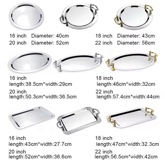 Stainless Tray with handle (Gold/Silver)