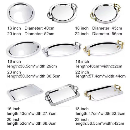 Stainless Tray with handle (Gold/Silver)