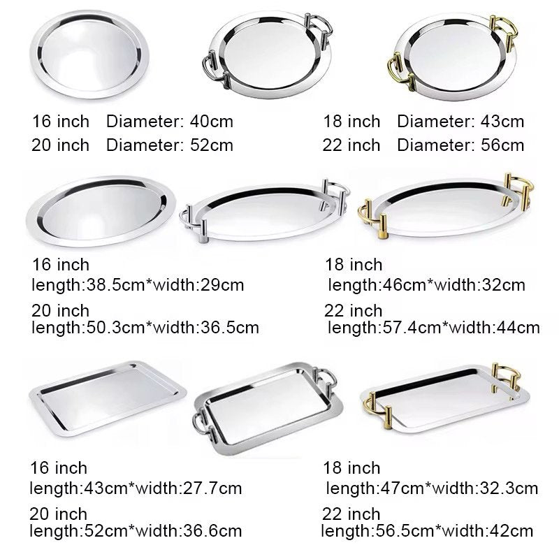 Stainless Tray with handle (Gold/Silver)