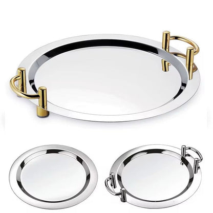 Stainless Tray with handle (Gold/Silver)