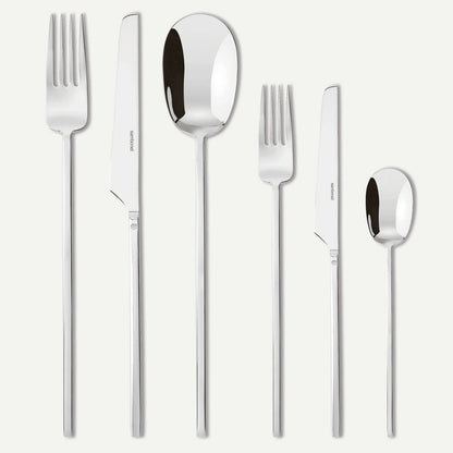 Cutlery set, 36 pieces
6 table spoons, 6 table forks, 6 table knives, 6 dessert forks, 6 dessert knives, 6 tea spoons  - handle type: Solid Handle