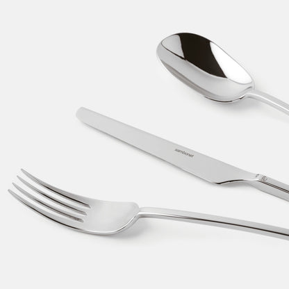 Cutlery set, 36 pieces
6 table spoons, 6 table forks, 6 table knives, 6 dessert forks, 6 dessert knives, 6 tea spoons  - handle type: Solid Handle